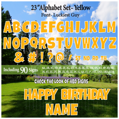 Solid Yellow 23'' Full Alphabet Set Including A-Z and Symbols
