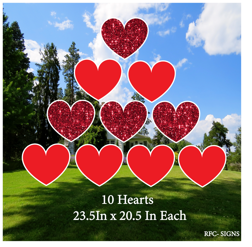 Red Hearts Decoration Set (Ten of 23.5In x20.5 in Stars)