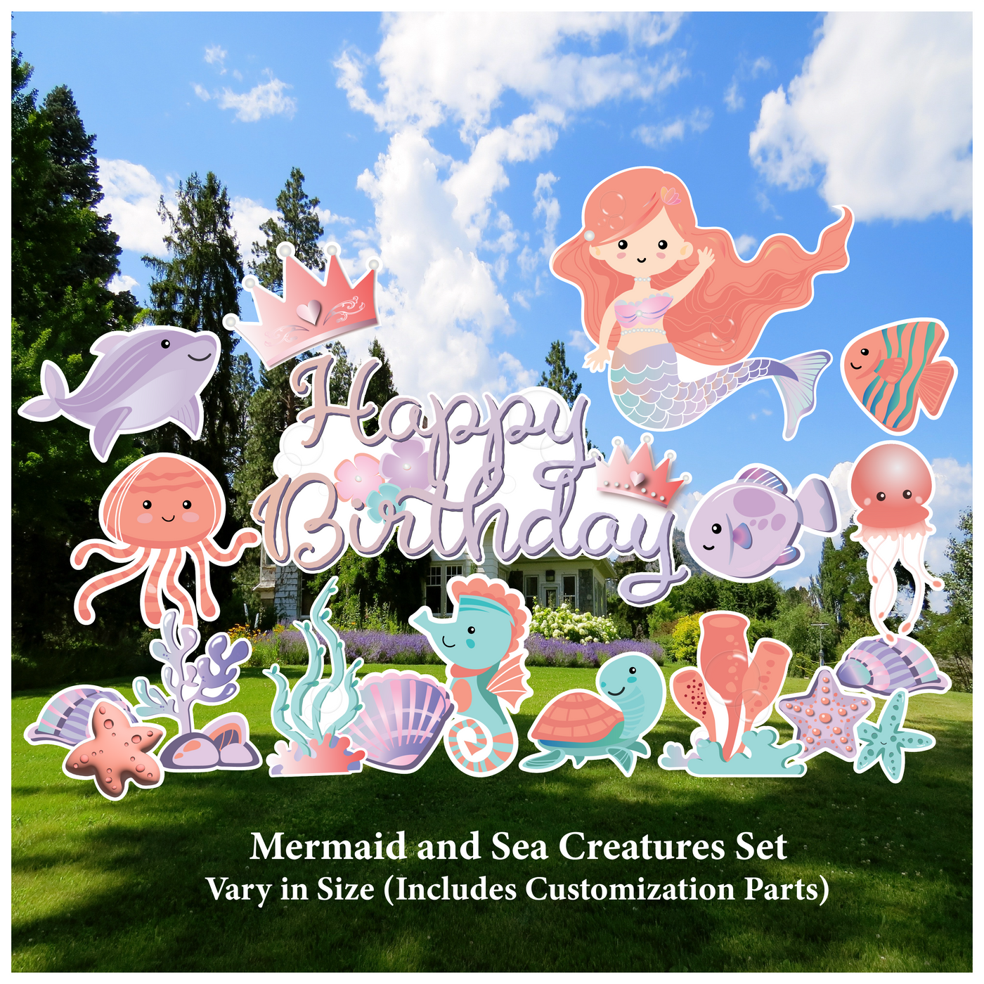Mermaid and Sea Creatures-Pink/Purple Set