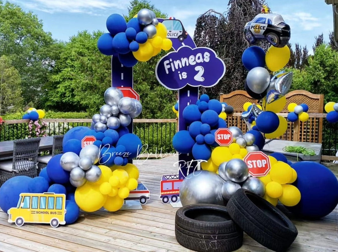 Themed balloon set up with Backdrop