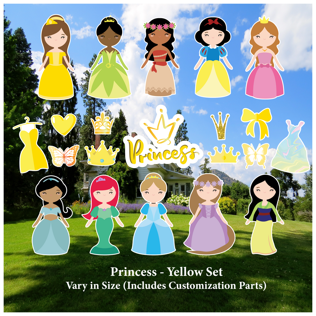 Princess Characters with Yellow Decorations Set