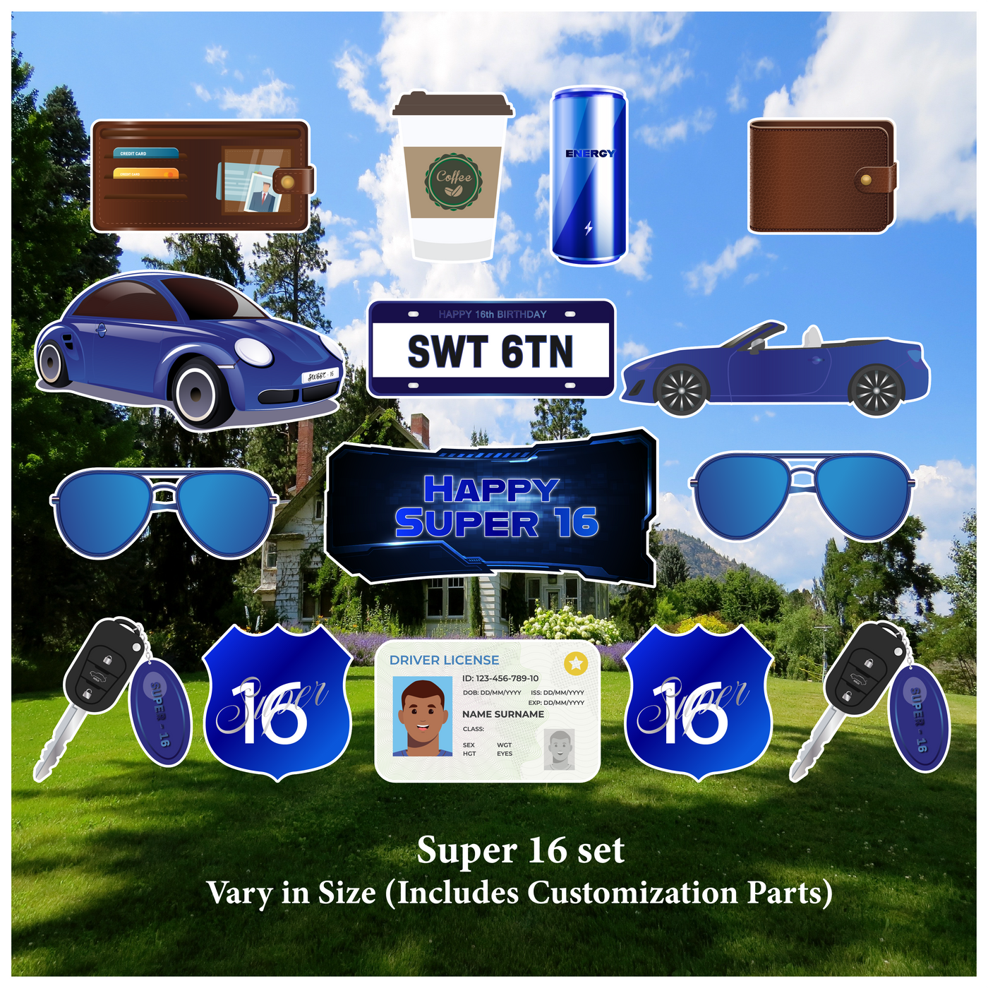 Super 16 Blue Themed Set